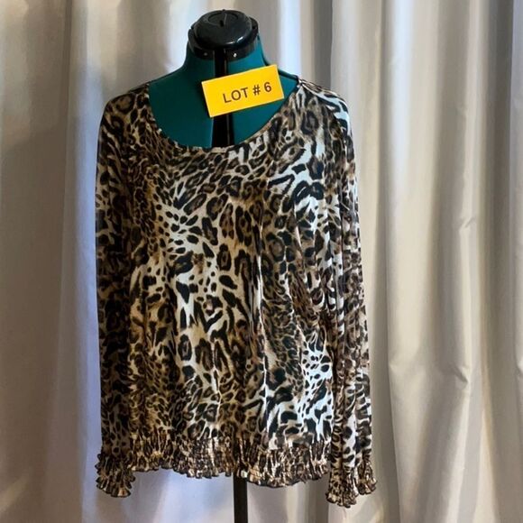 Semi sheer tunic style top in animal print in 2X by A LOVE STORY - Picture 1 of 12